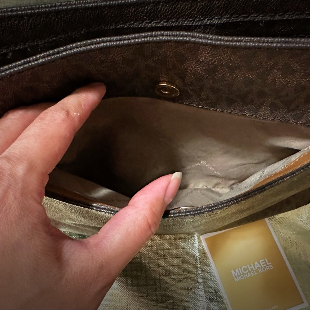 Michael Kors Brown Messenger Bag with Signature MK Monogram - Picture 13 of 14
